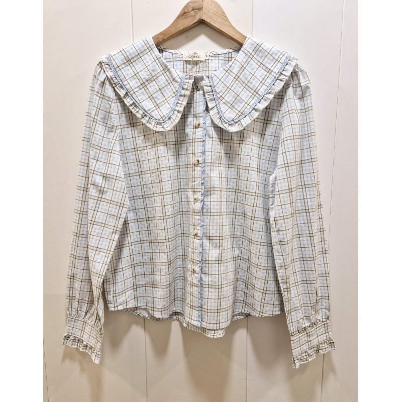 BLUSA CUADROS CUELLO BABERO