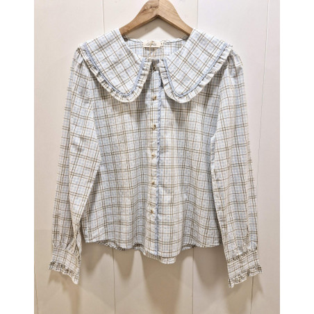 BLUSA CUADROS CUELLO BABERO