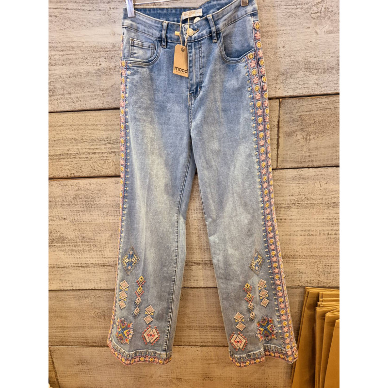 PANTALON TEJANO BORDADOS