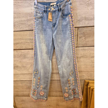 PANTALON TEJANO BORDADOS