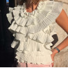 Top volantes plisados en cascada con la espalda descubierta y cierre de lazada  Composición 95% polyester, 5% elastano