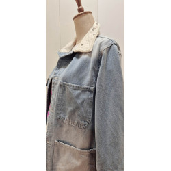 CHAQUETA DENIM DETALLE PERLAS