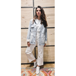 CHAQUETA DENIM DETALLE PERLAS