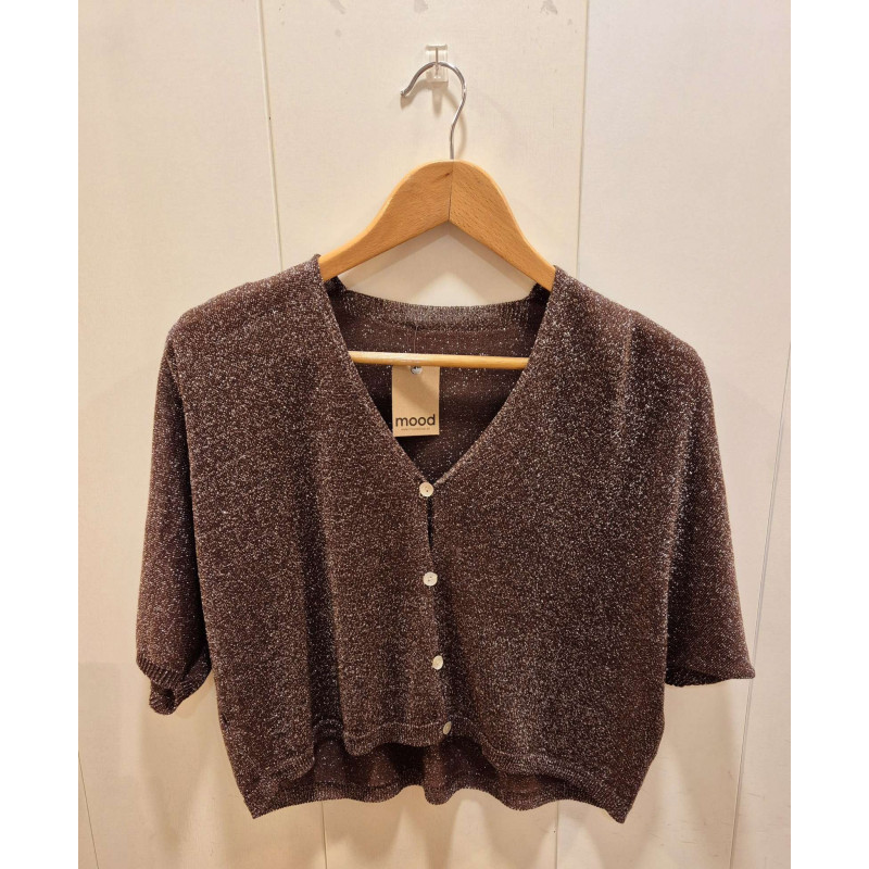 Chaqueta punto fino con lurex, cierre frontal con botones, manga murcielago Chaqueta punto fino con lurex, cierre frontal con botones, manga murcielago