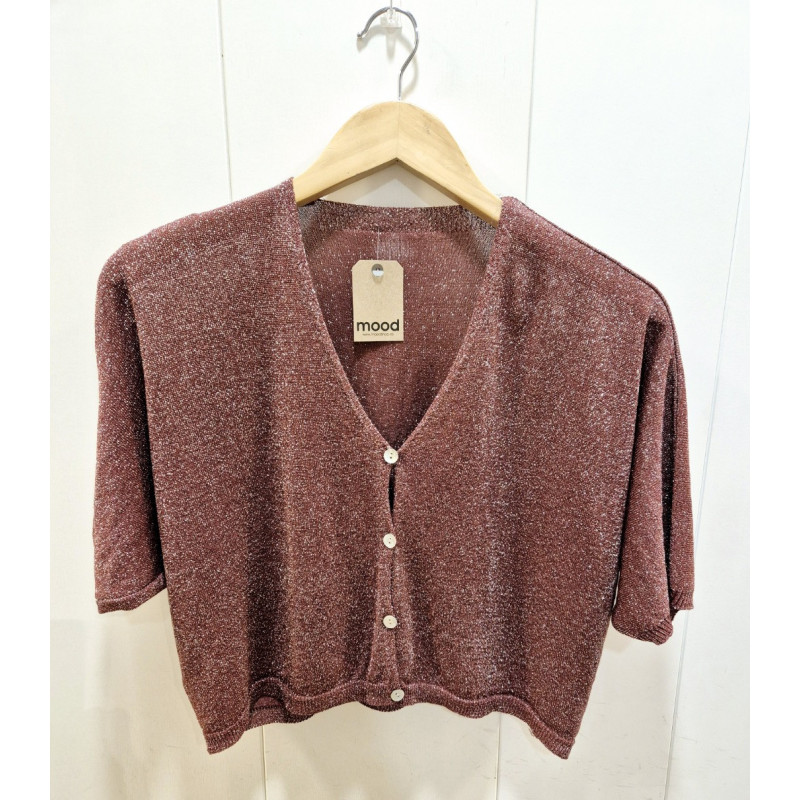 Chaqueta punto fino con lurex, cierre frontal con botones, manga murcielago Chaqueta punto fino con lurex, cierre frontal con botones, manga murcielago