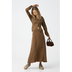 Falda largo midi corte regular tejido fluido, ideal para un look sofisticado