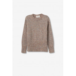 Jersey regular fit de punto con lana, hilo metálico insertado y lentejuelas. Cuello redondo, manga larga, acabados de canalé y b